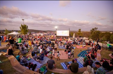 Community outdoor cinema event at residential development