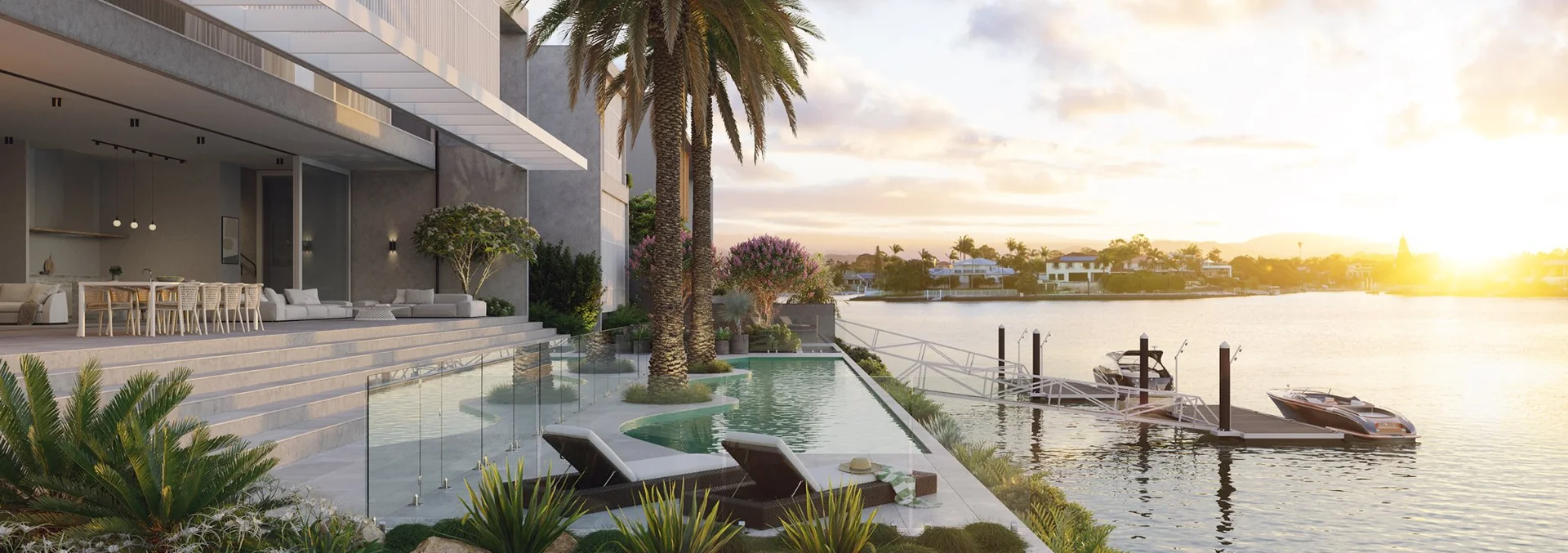 Luxury waterfront property with infinity pool overlooking Gold Coast waterways - Mermaid Sanctuary