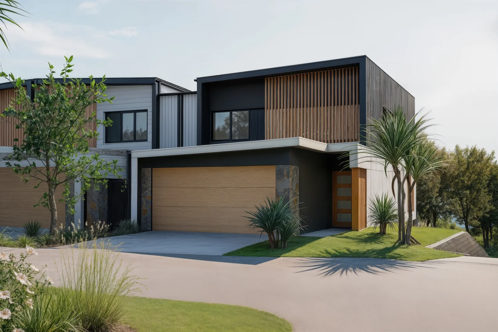 Modern contemporary townhouses with natural landscaping - Queensland residential development